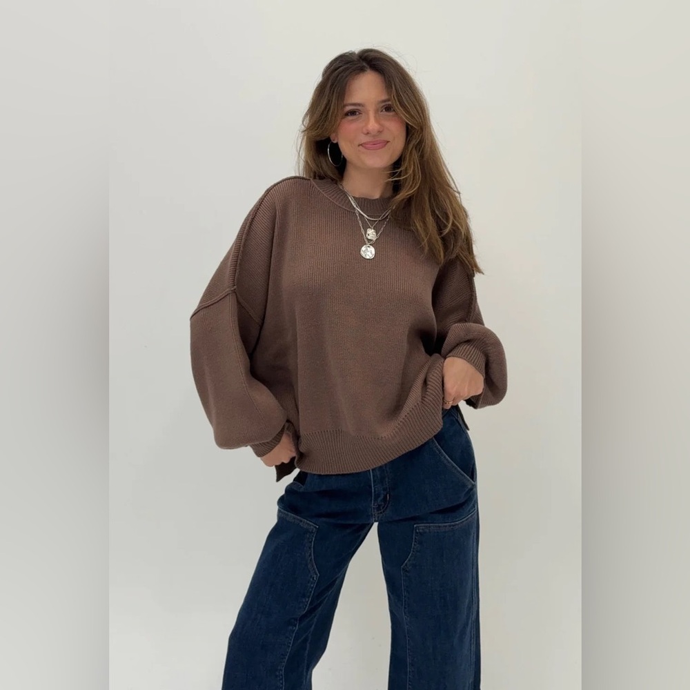 Brown Women's Sweater- Martha Sweater Grey Bandit